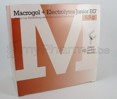 MACROGOL + ELECTROLYTES EG JUNIOR  6,9 G POEDER VOOR DRANK  60 ZAKJES  (geneesmiddel)